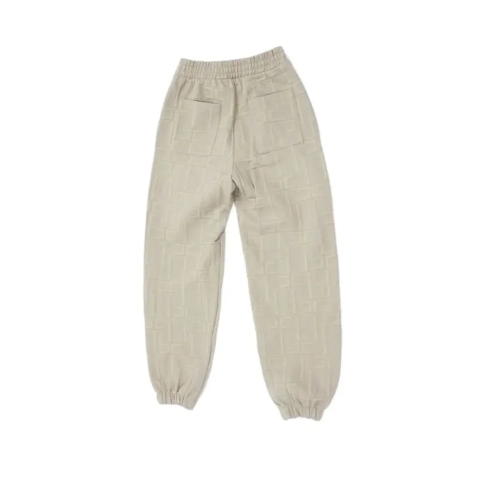 Elisabetta Franchi Girls Elastic Waistband Knit Logo Jogger Pants Brown Size 12